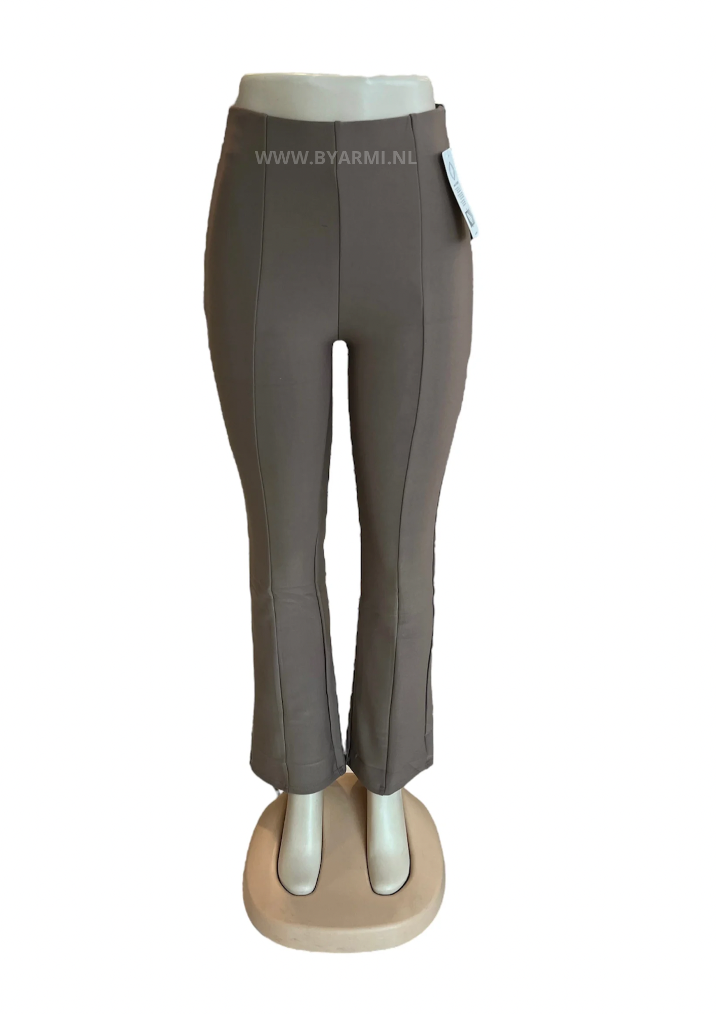 -COMFORTBROEK TAUPE FLARED ZONDER ZAKKEN