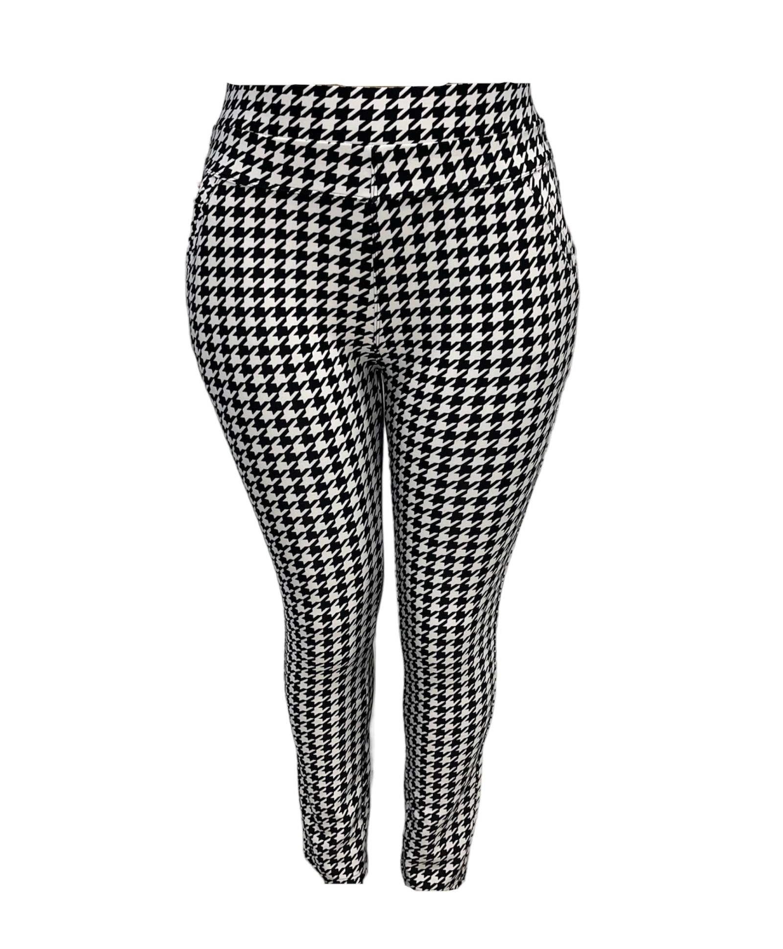 -COMFORTBROEK ZWART WIT GEBLOKT