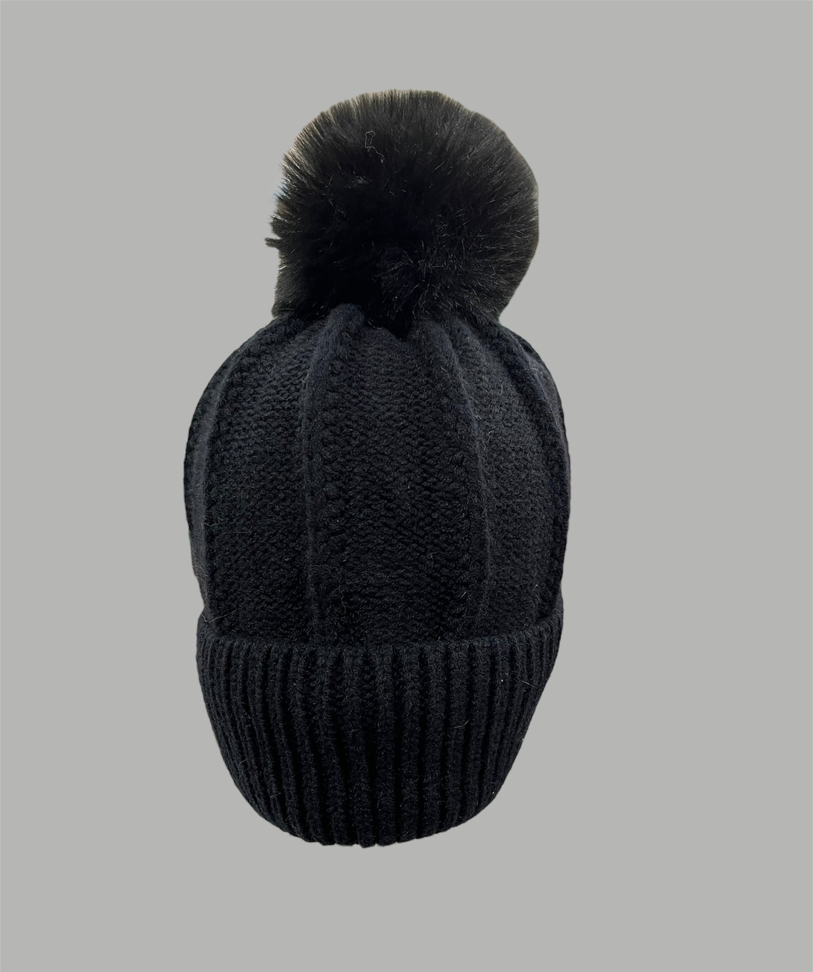 -ZWARTE DAMES MUTS MET POMPON