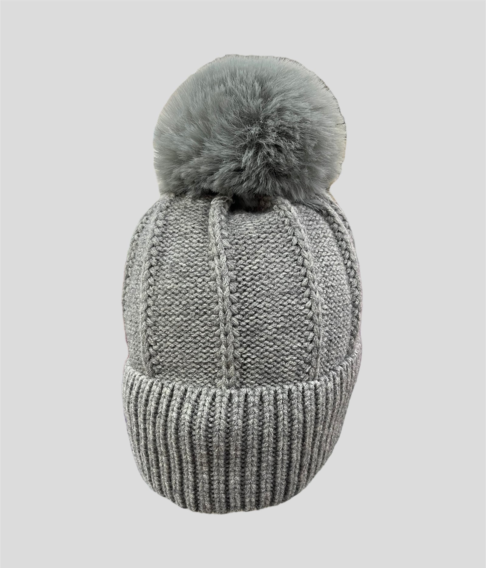 -GRIJZE DAMES MUTS MET POMPON